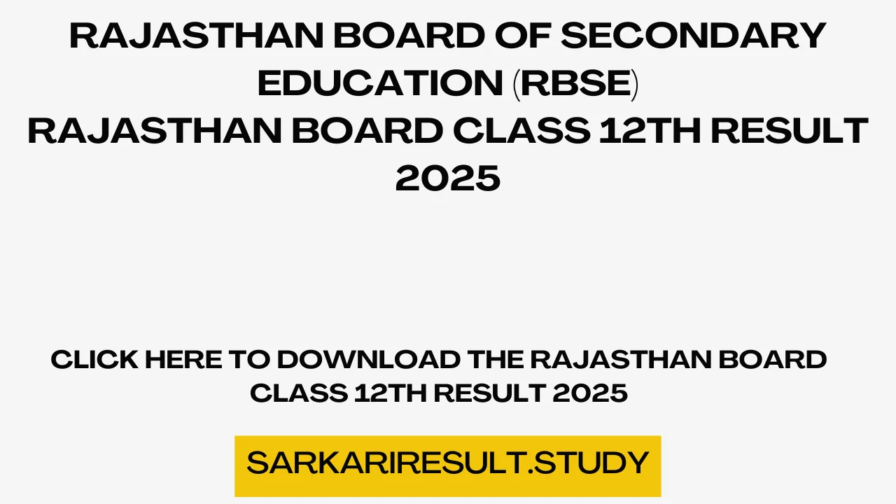 Rajasthan Board Class 12th Result 2025