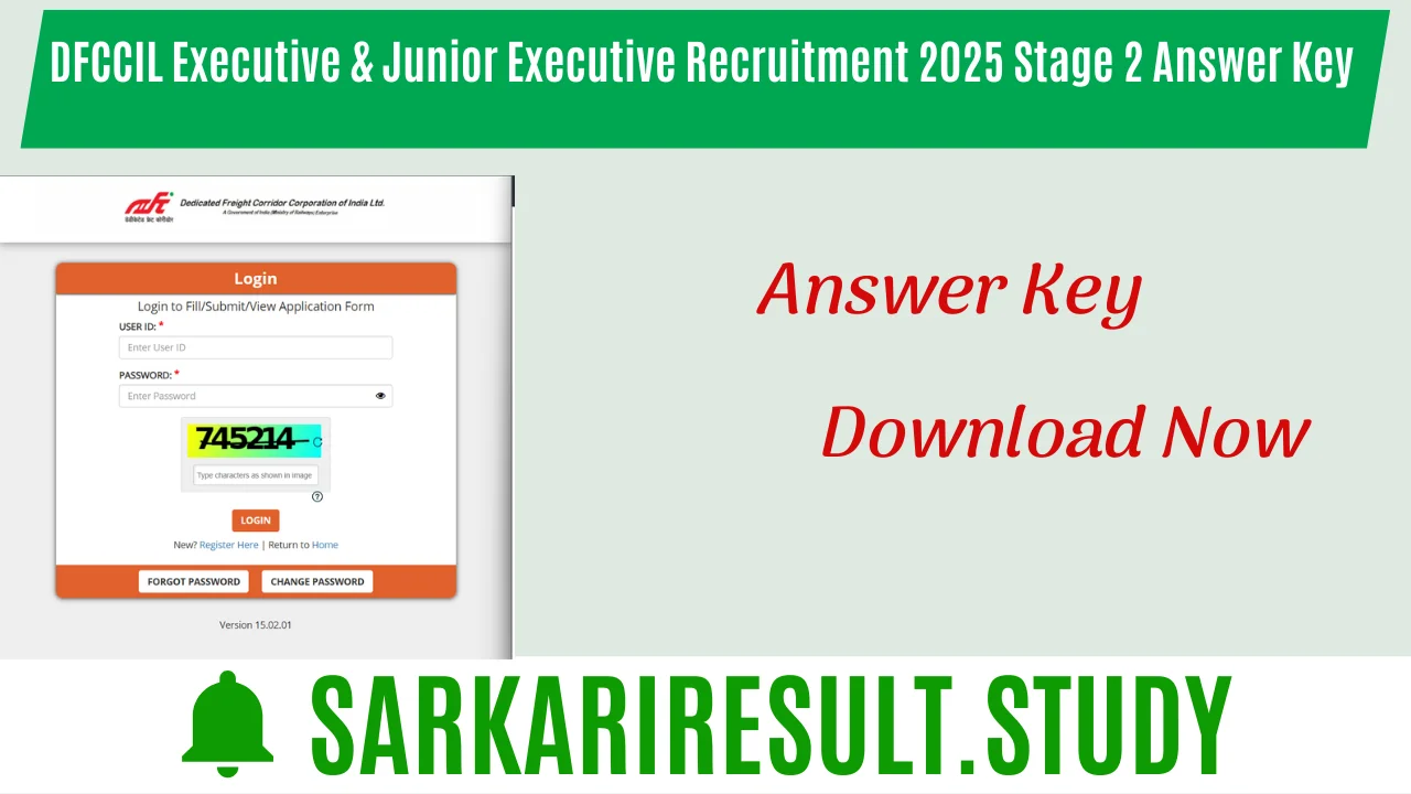 DFCCIL Executive & Junior Executive Recruitment 2025 Stage 2 Answer Key 