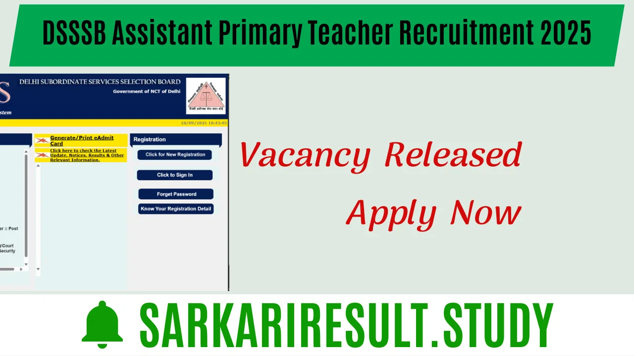 DSSSB Assistant Primary Teacher Recruitment 2025