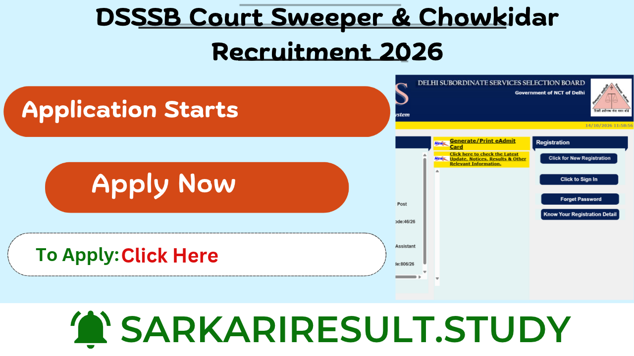 DSSSB Court Sweeper & Chowkidar Recruitment 2026