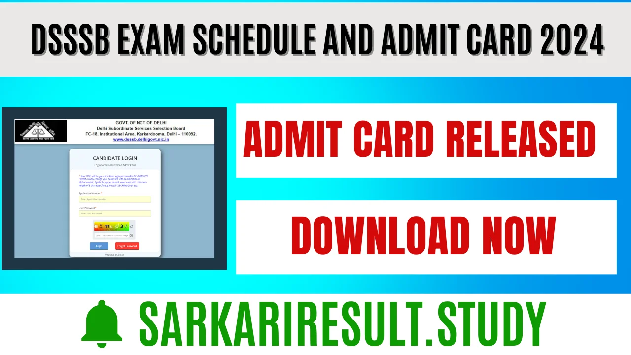 DSSSB Exam Schedule And Admit Card 2024