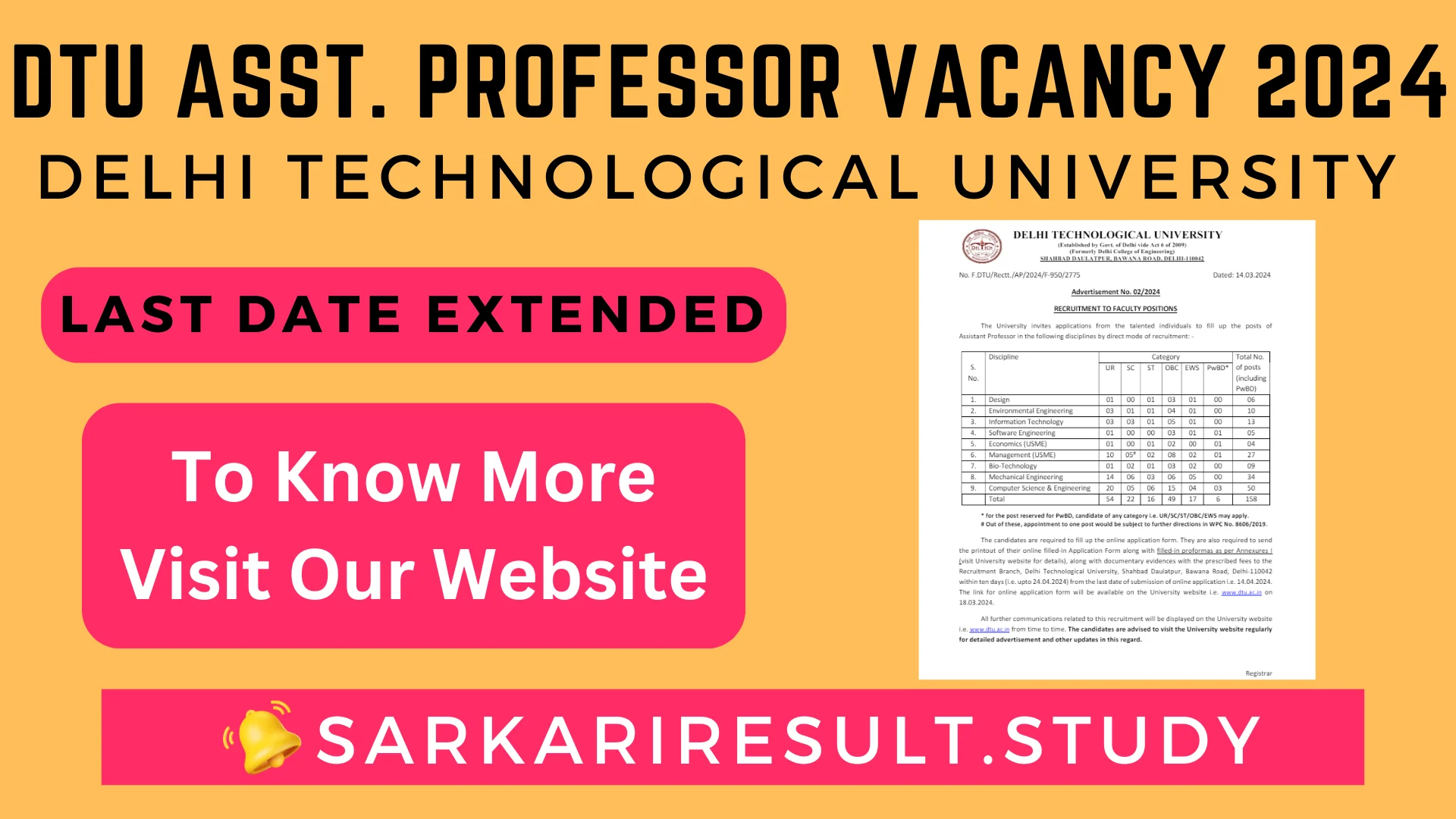 DTU Asst. Professor Vacancy 2024