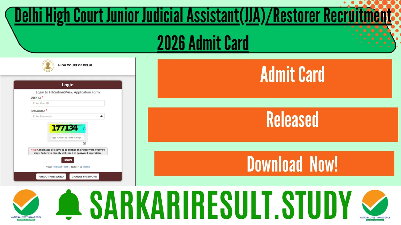 Delhi High Court Junior Judicial Assistant(JJA)/Restorer Recruitment 2026 Admit Card