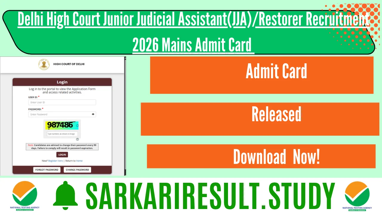 Delhi High Court Junior Judicial Assistant(JJA)/Restorer Recruitment 2026 Mains Admit Card 