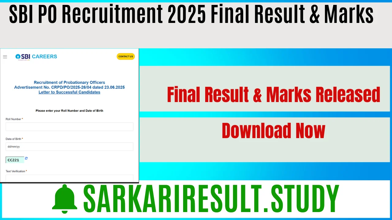 SBI PO Recruitment 2025 Final Result & Marks
