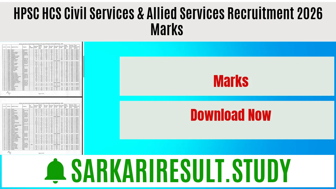 HPSC HCS Civil Services & Allied Services Recruitment 2026 Marks 