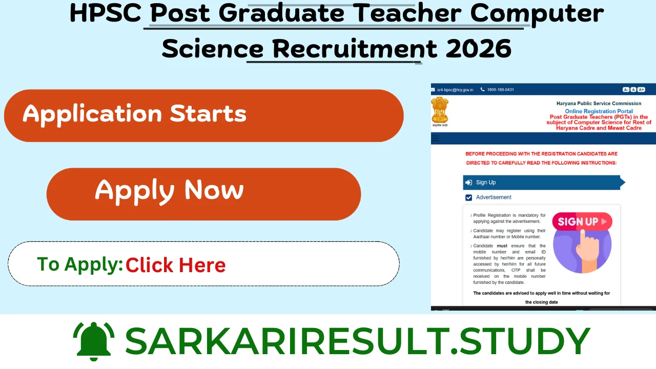 HPSC PGT Teacher Computer Science Recruitment 2026