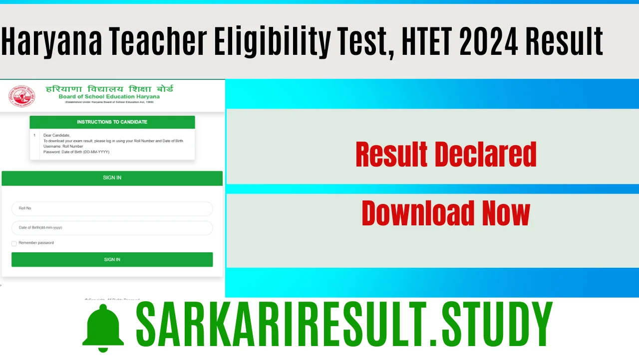 Haryana HTET 2024 Result