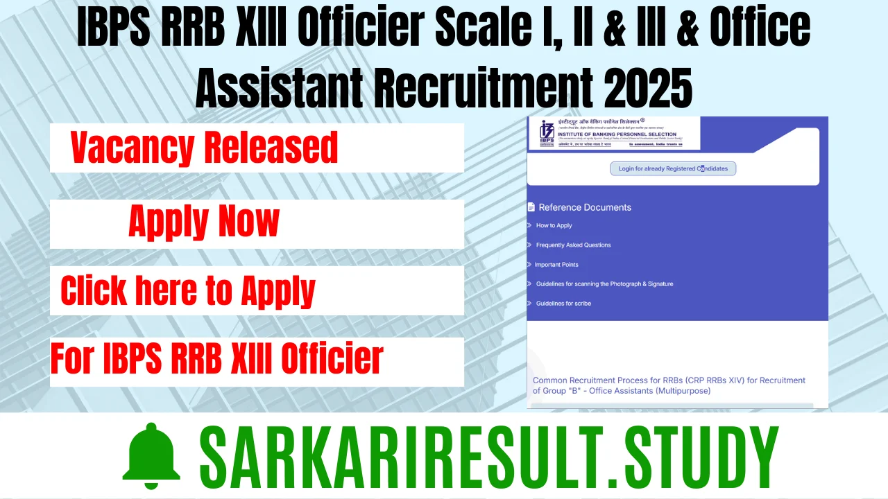 IBPS RRB XIII Officier Scale I, II & III & Office Assistant Recruitment 2025