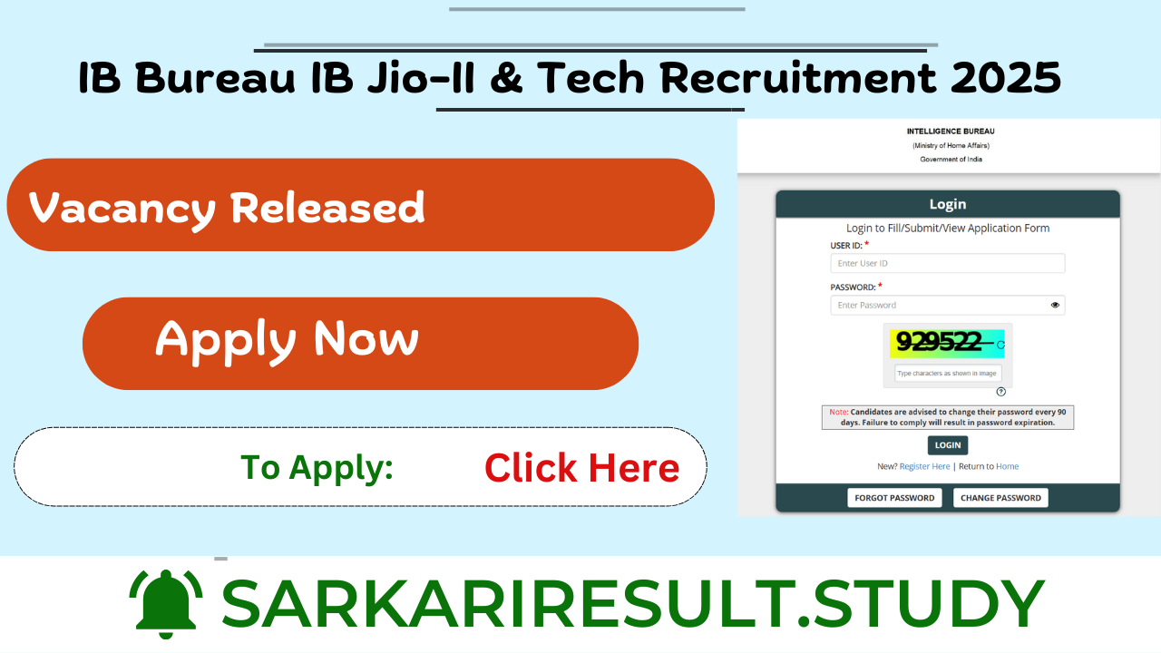 IB Bureau IB Jio-II & Tech Recruitment 2025