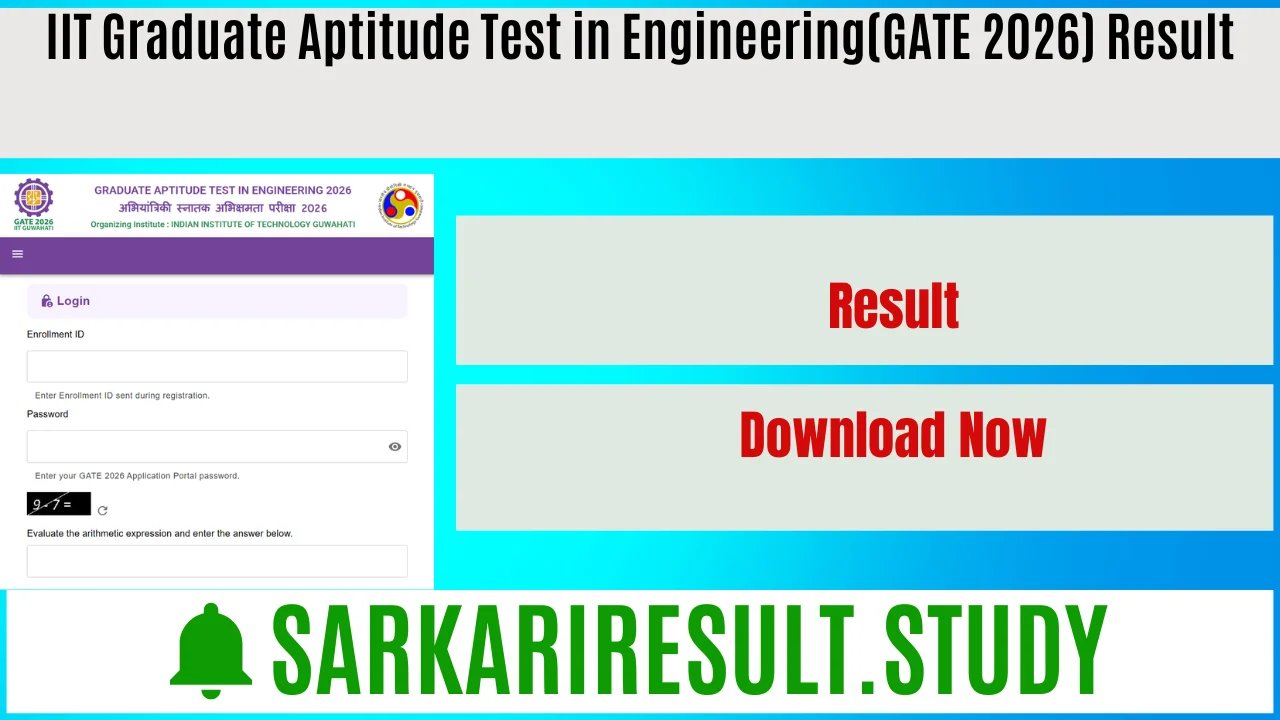 IIT Graduate Aptitude Test in Engineering(GATE 2026) Result