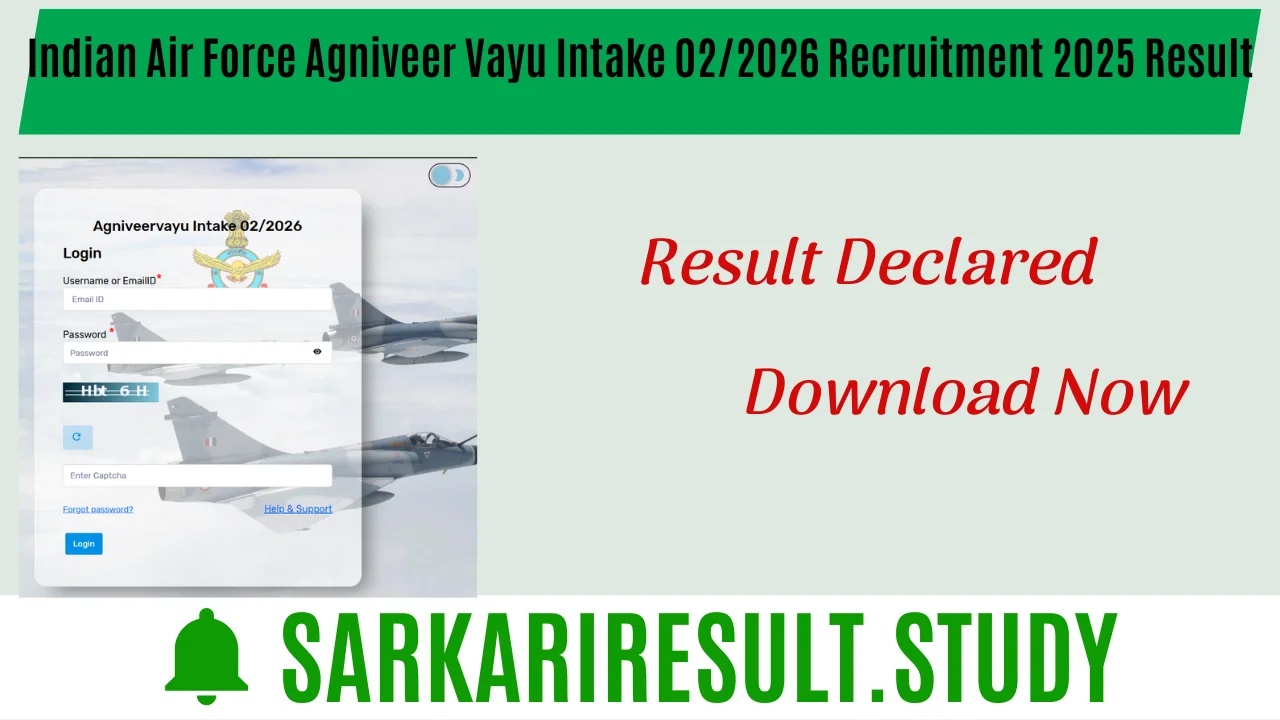 Indian Air Force Agniveer Vayu Intake 02/2026 Recruitment 2025 Result