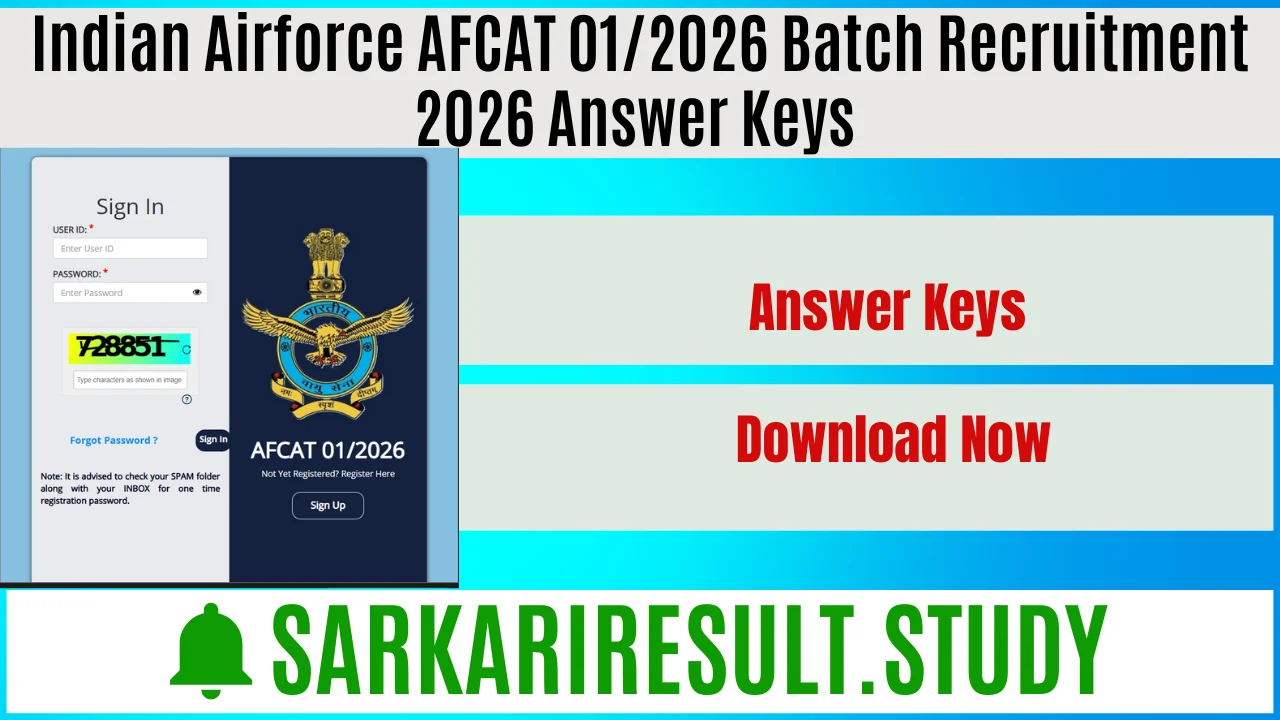 Indian Airforce AFCAT 01/2026 Batch Recruitment 2026 Answer Keys 