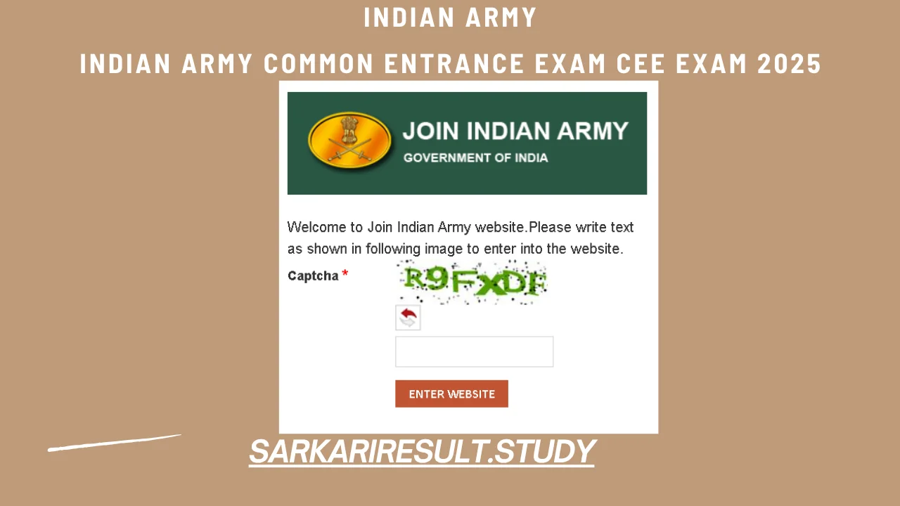 Indian Army Common Entrance Exam CEE Exam 2025 Admit Card