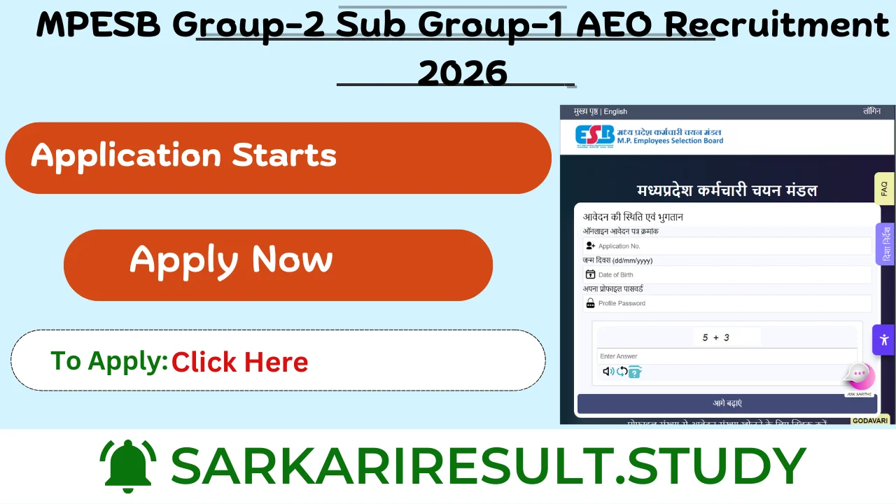 MPESB Group-2 Sub Group-1 AEO Recruitment 2026