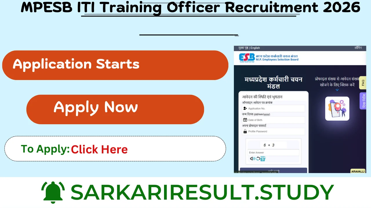 MPESB ITI Training Officer Recruitment 2026