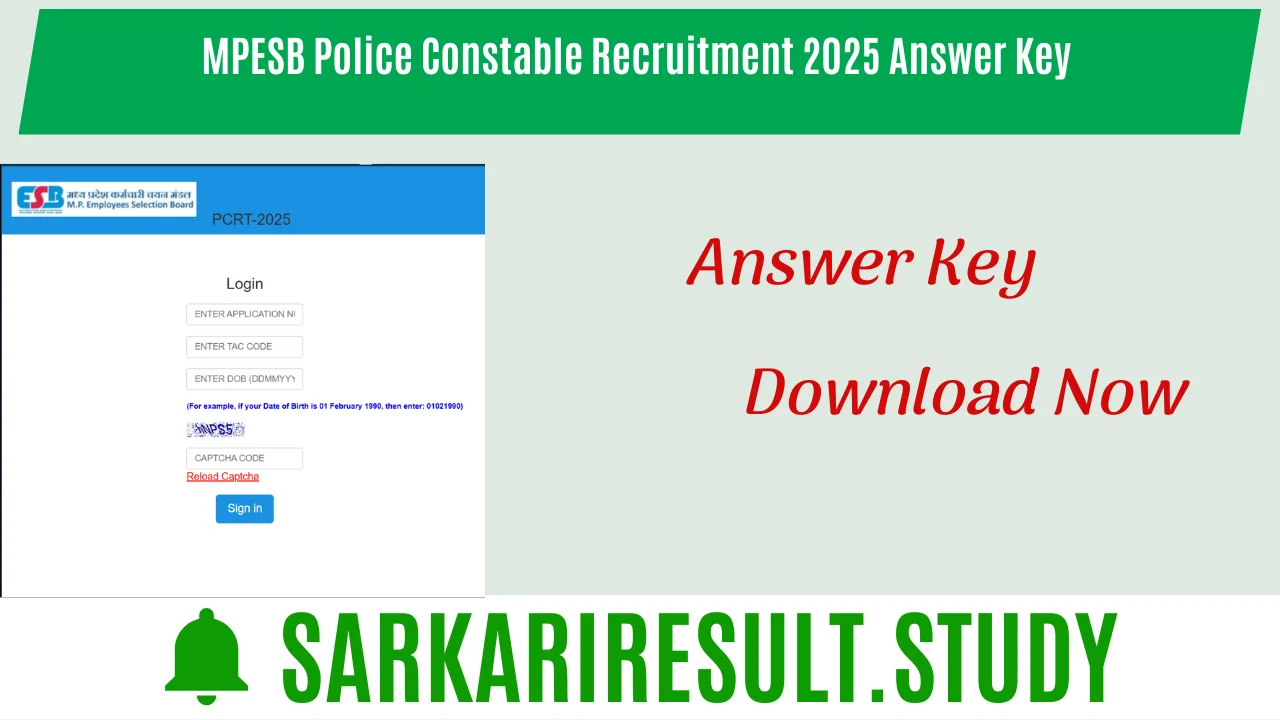 MPESB Police Constable Recruitment 2025 Answer Key 