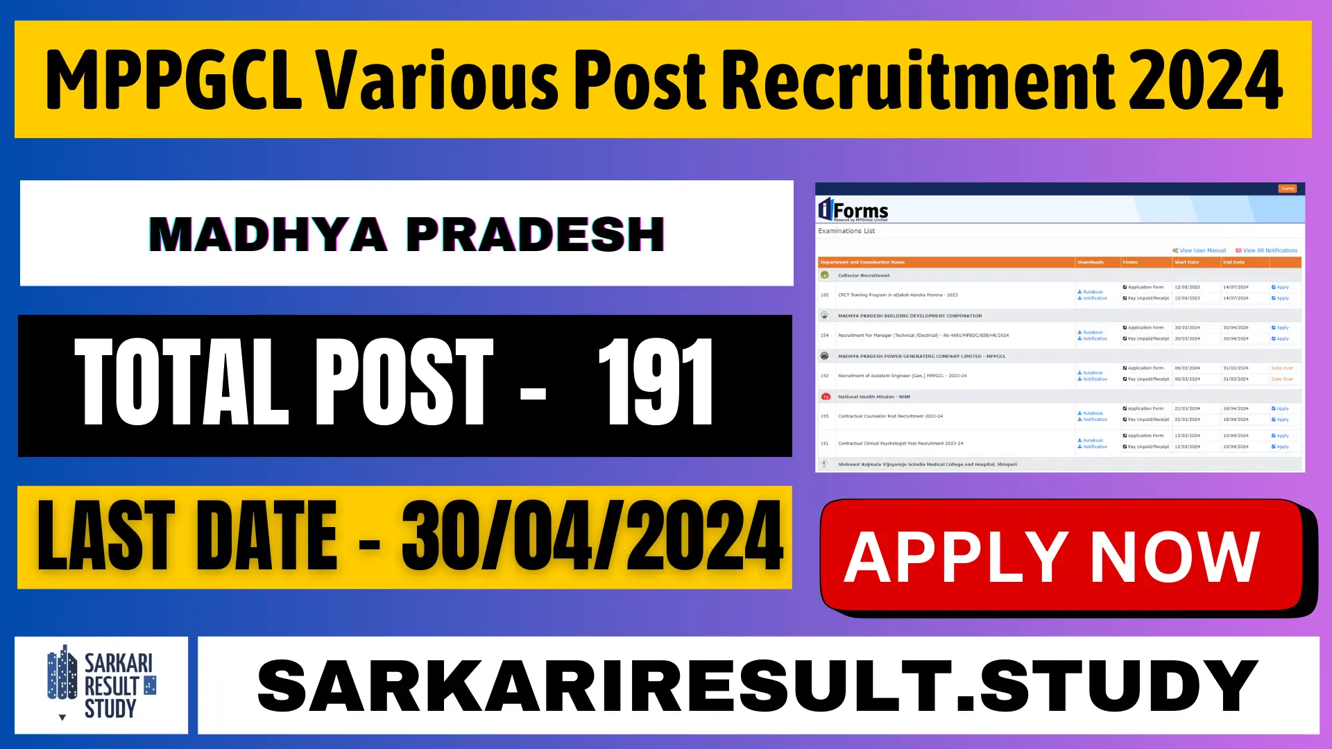 MPPGCL Various Post Recruitment 2024