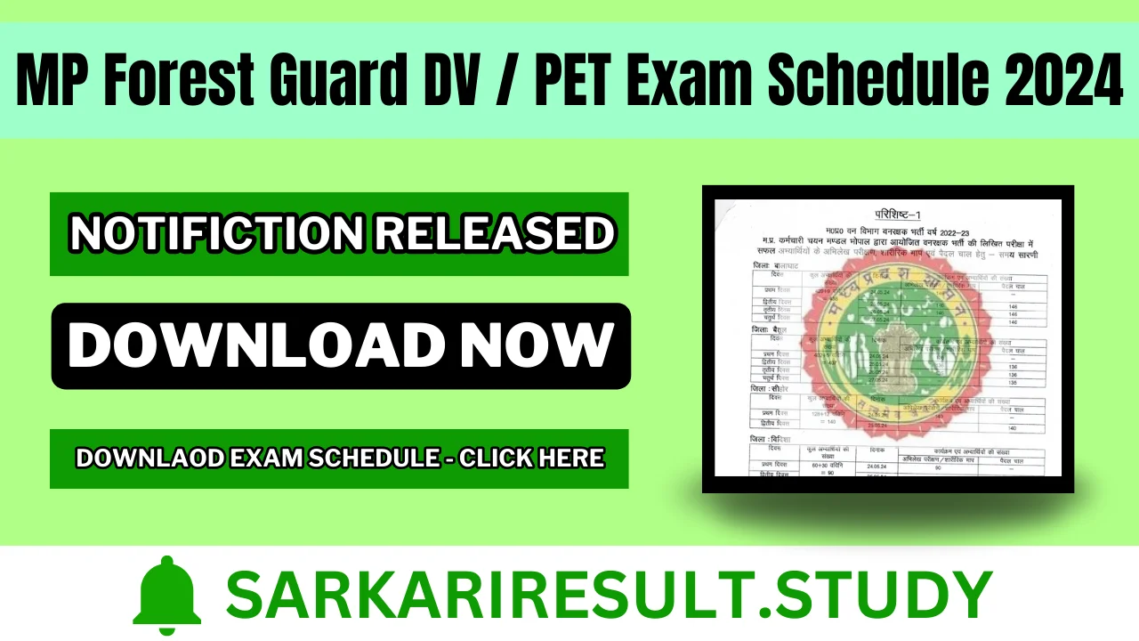 MP Forest Guard DV/ PET Schedule 2024