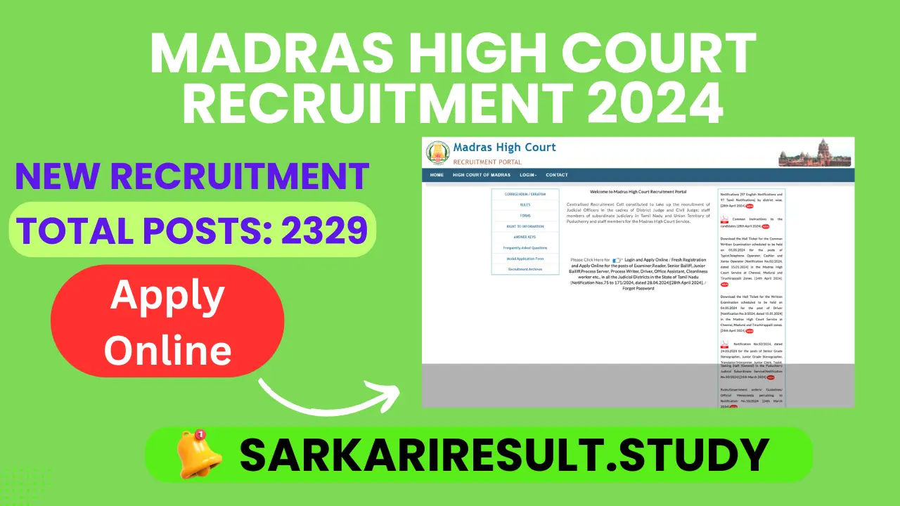 Madras High Court Recruitment 2024