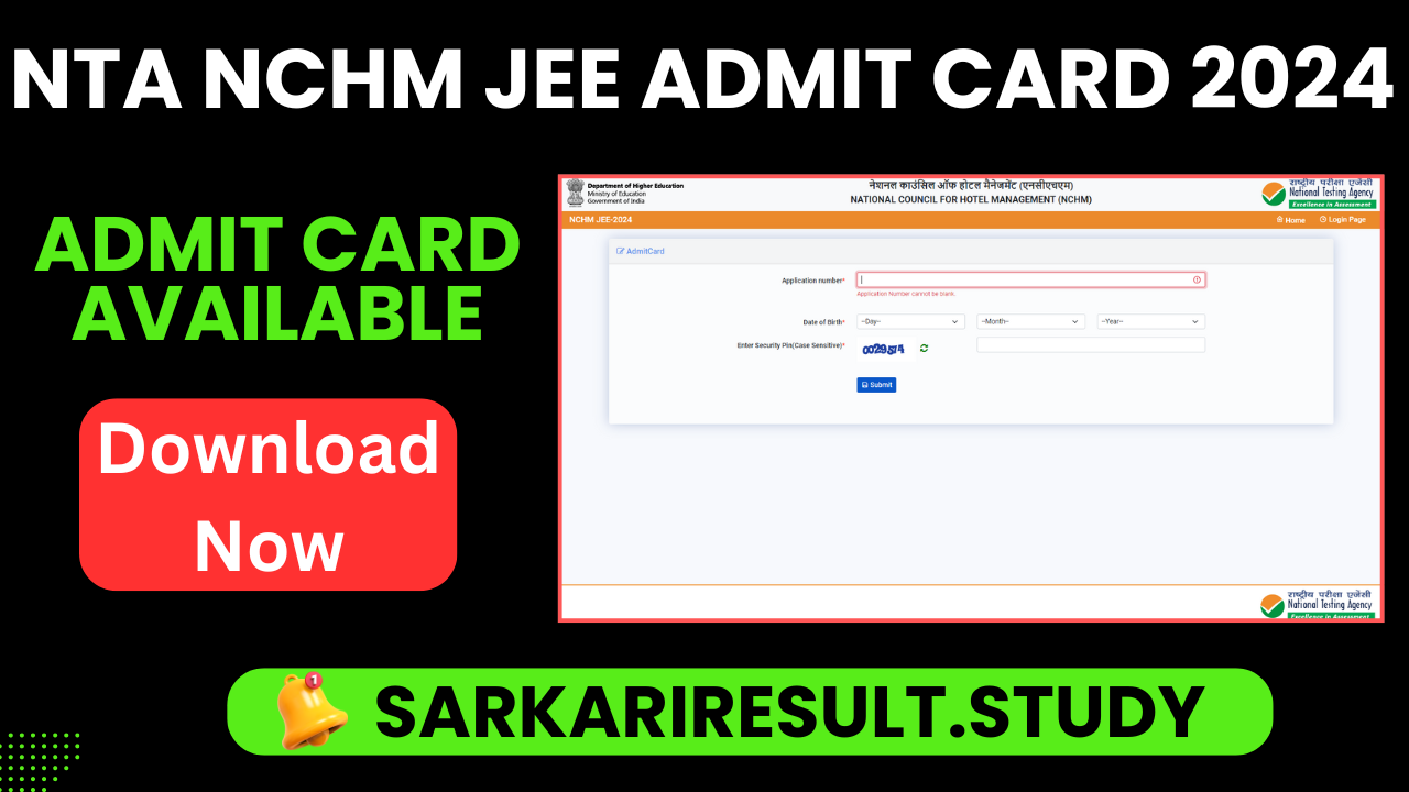 NTA NCHM JEE Admit Card 2024