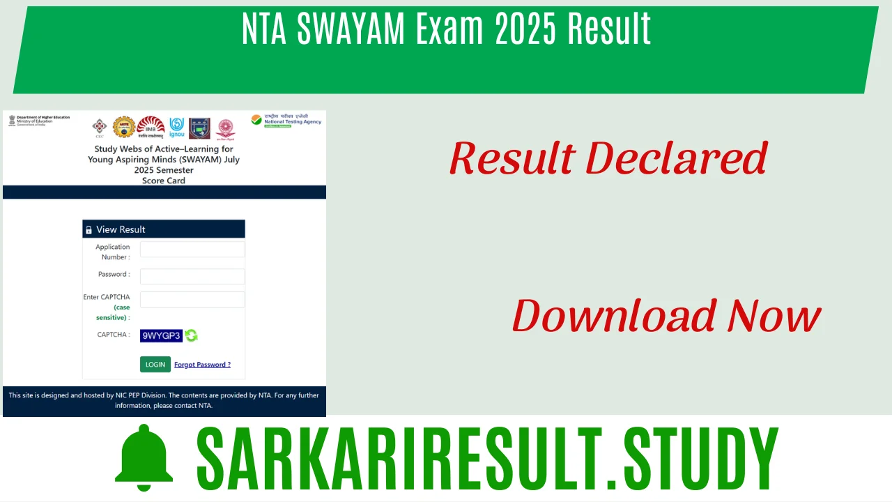 NTA SWAYAM Exam 2025 Result
