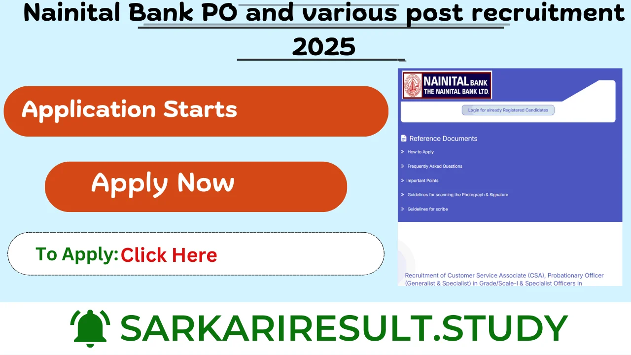 Nainital Bank PO and various post recruitment 2025