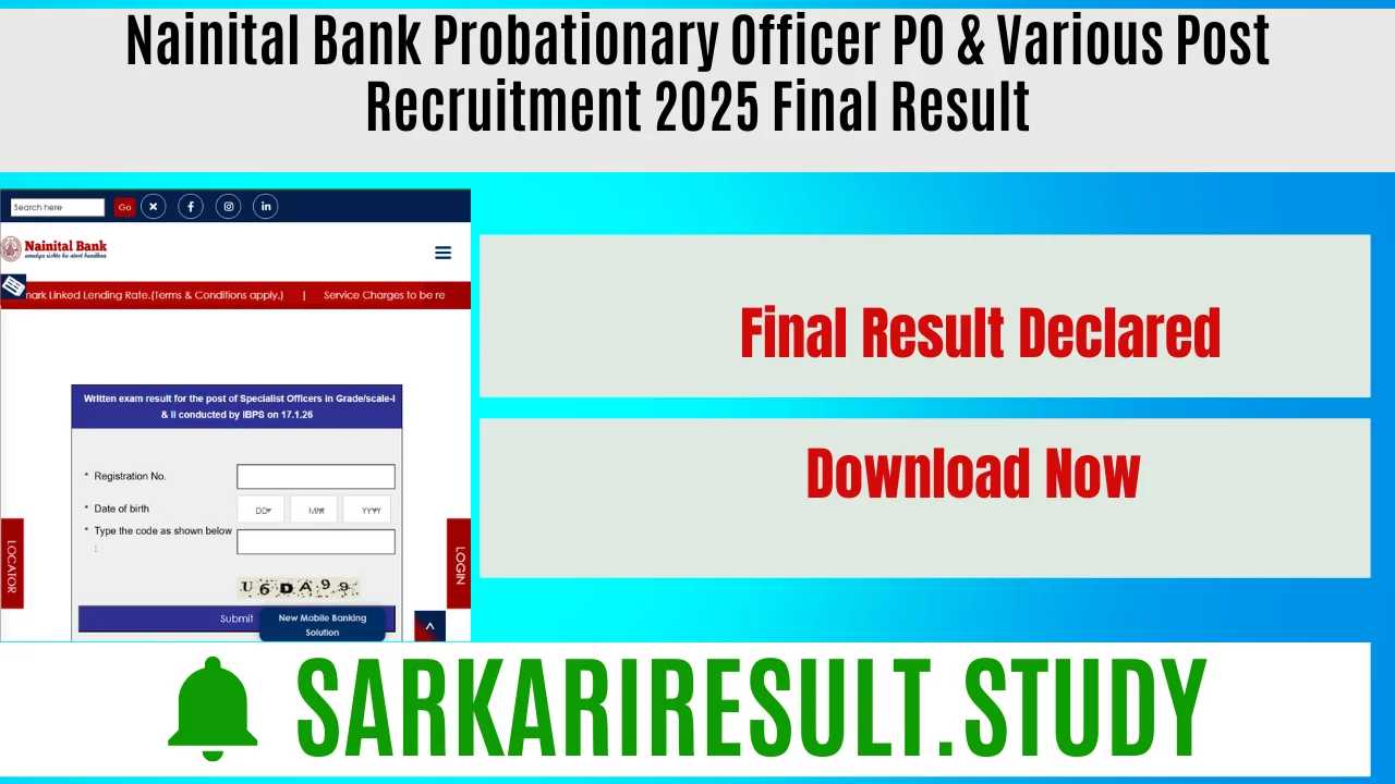 Nainital Bank Probationary Officer PO & Various Post Recruitment 2025 Final Result