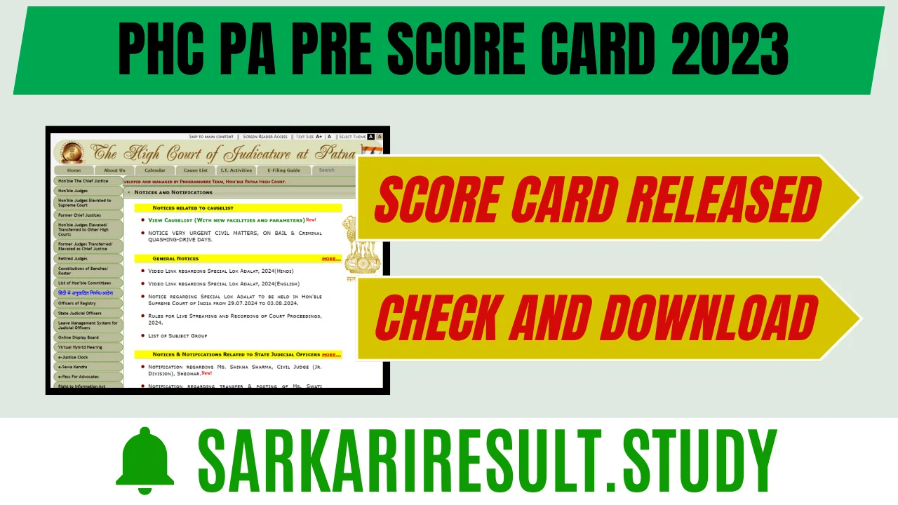 PHC PA Pre Score Card 2023