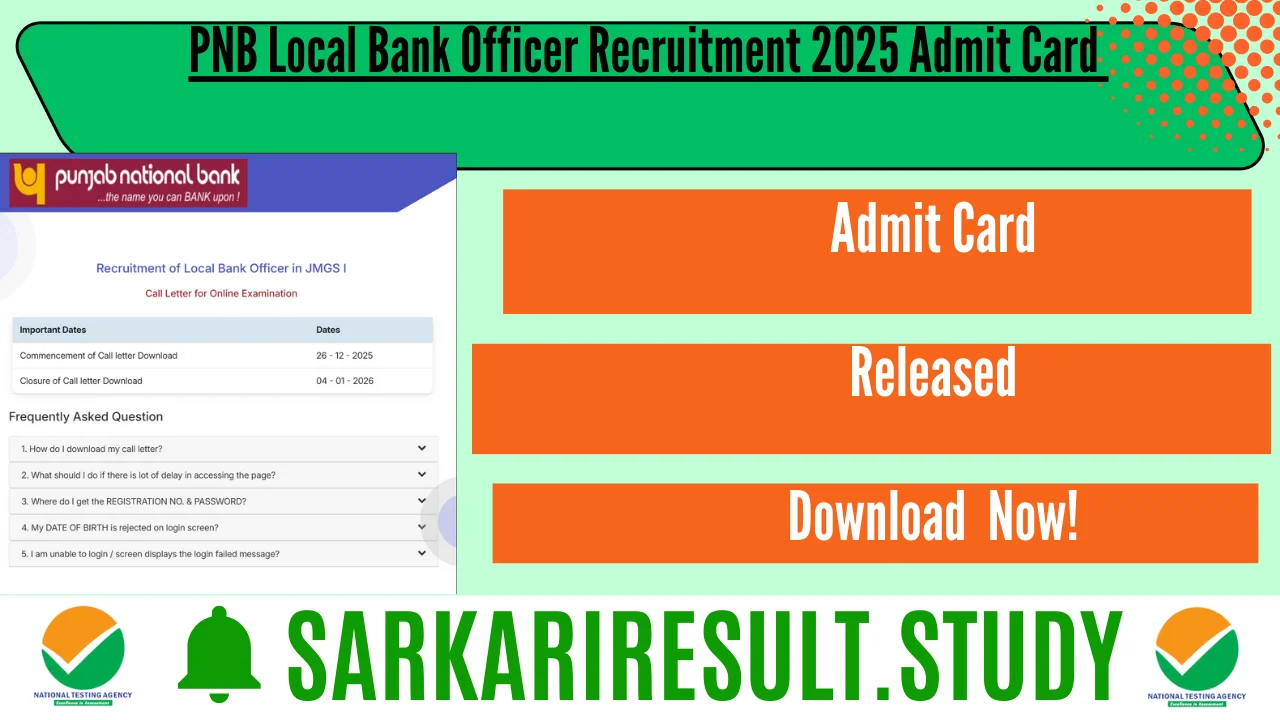 PNB Local Bank Officer Recruitment 2025 Admit Card 