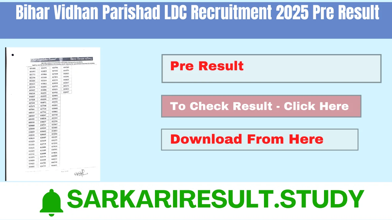 Bihar Vidhan Parishad LDC Recruitment 2025 Pre Result
