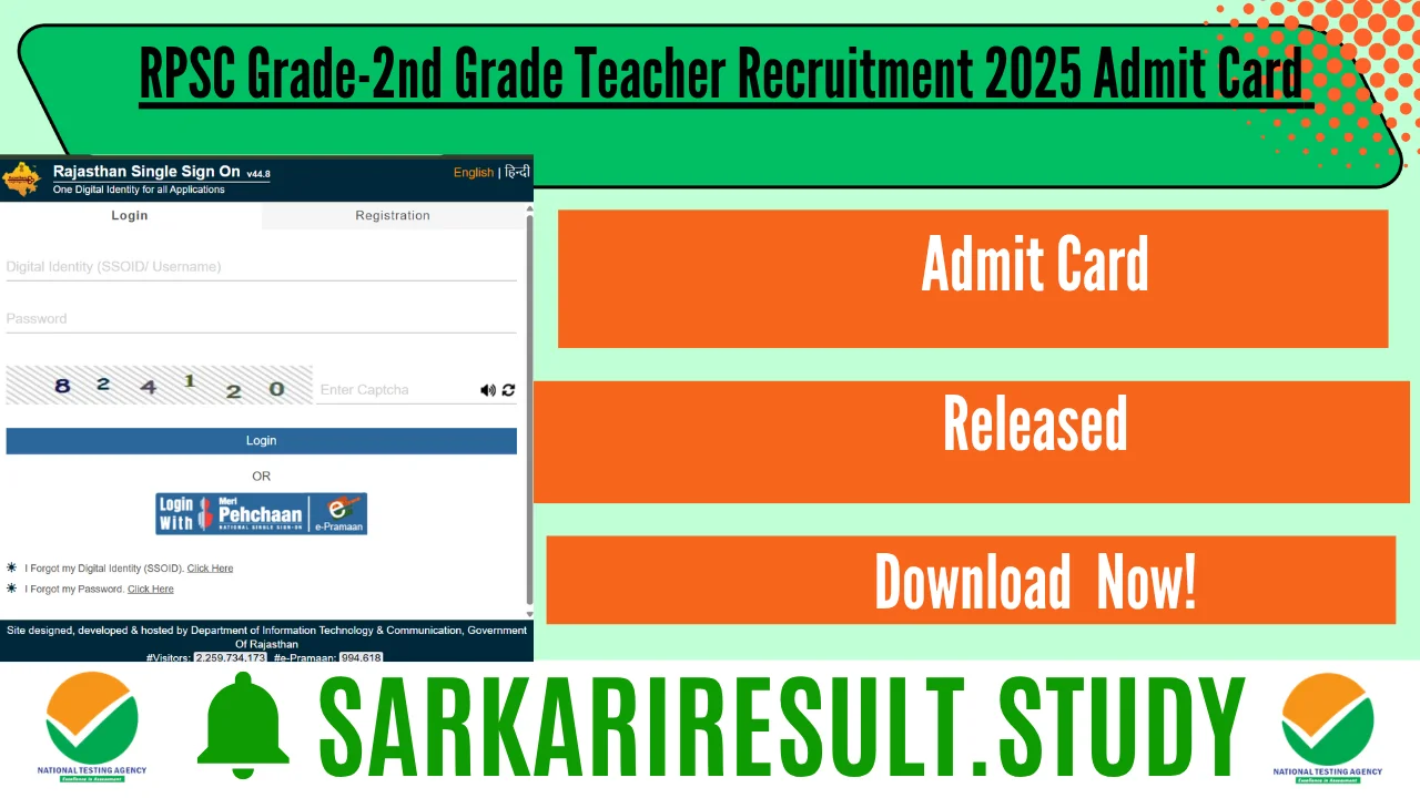 RPSC Grade-2nd Grade Teacher Recruitment 2025 Admit Card 