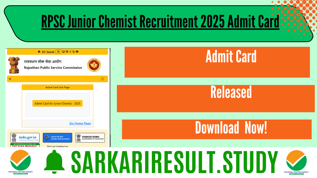 RPSC Junior Chemist Recruitment 2025 Admit Card
