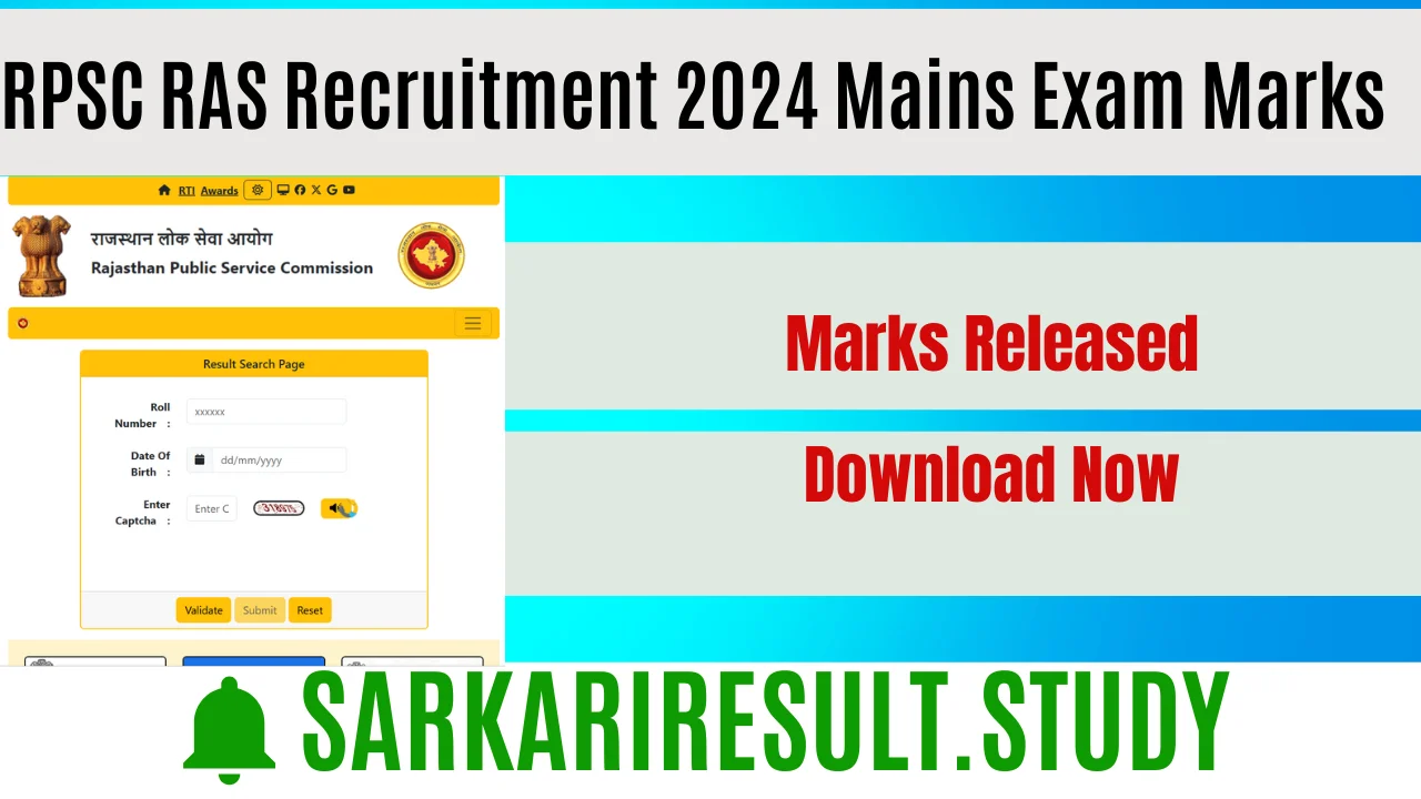 RPSC RAS Recruitment 2024 Mains Exam Marks