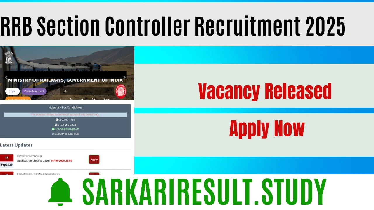 RRB Section Controller Recruitment 2025
