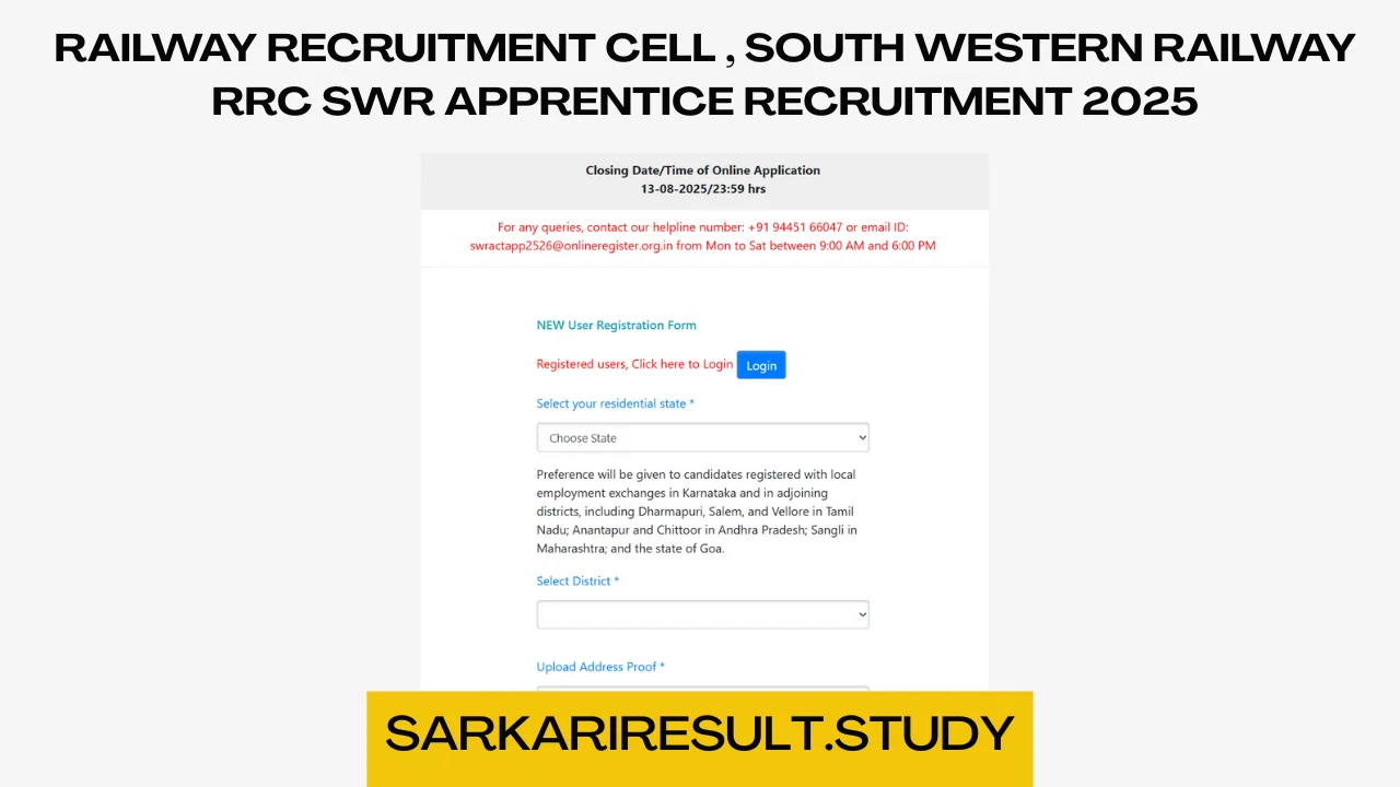 RRC SWR Apprentice Recruitment 2025