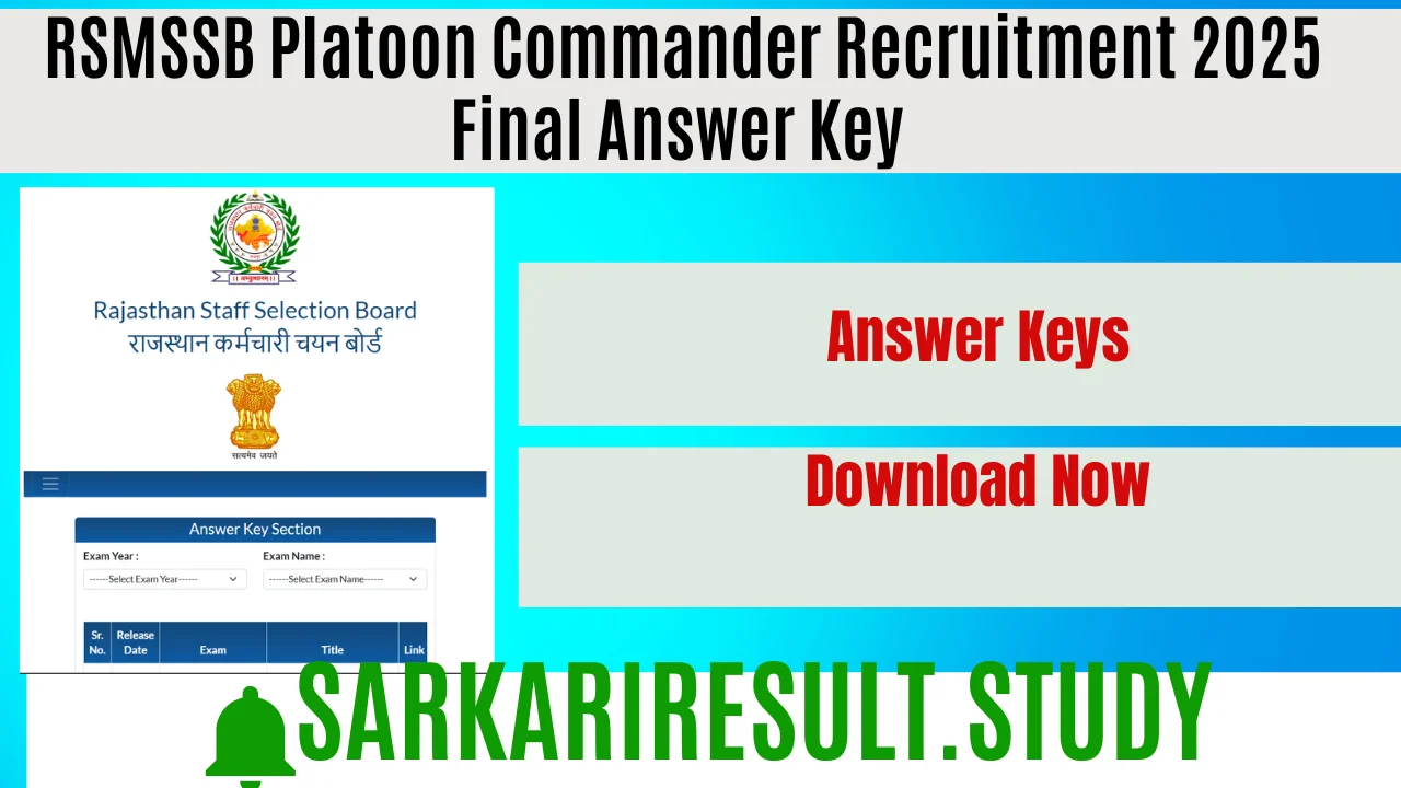 RSMSSB Platoon Commander Recruitment 2025 Final Answer Key 