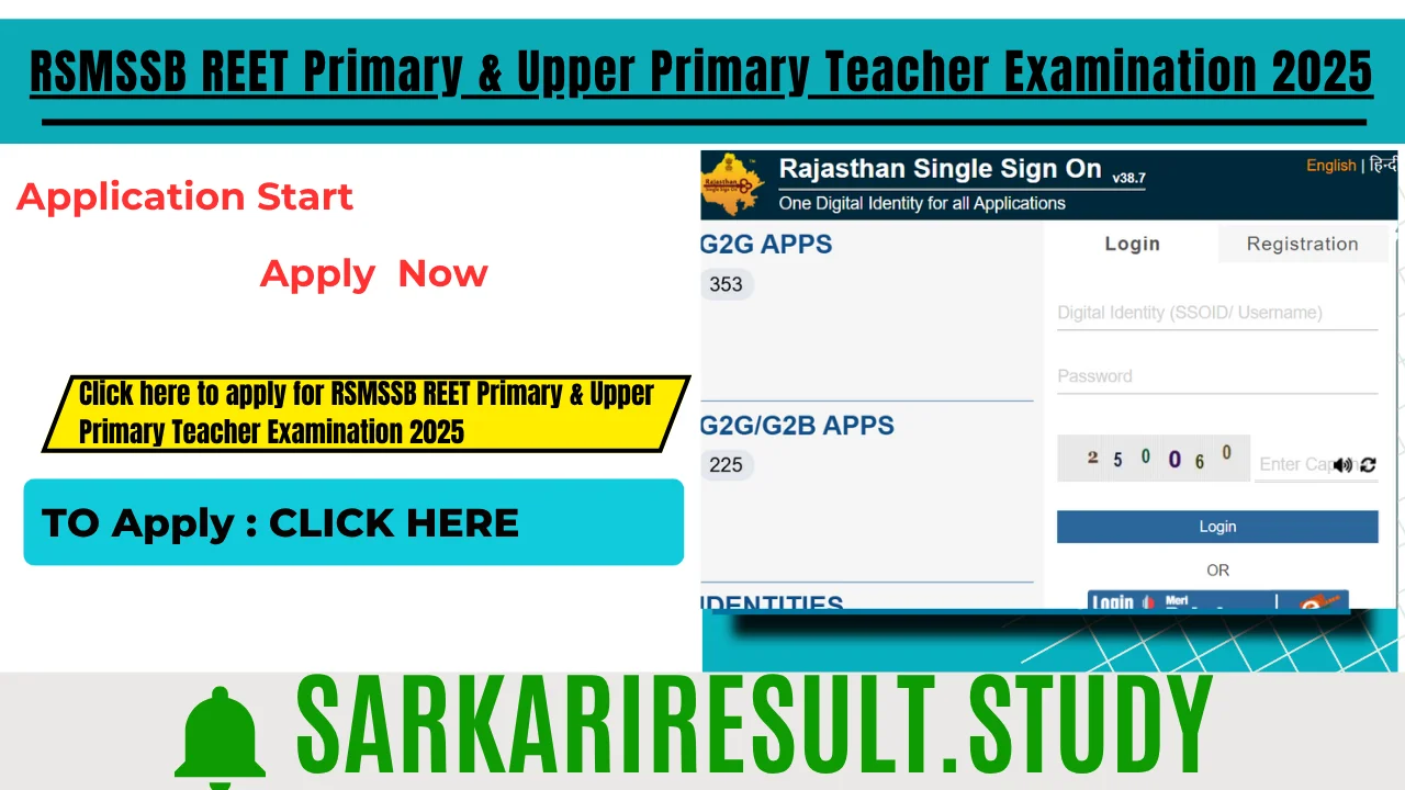 RSMSSB REET Primary & Upper Primary Teacher Examination 2025