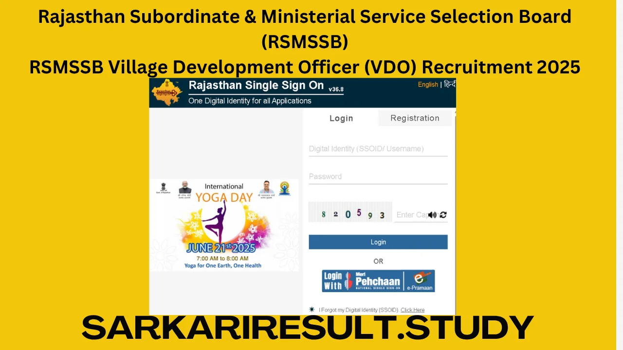 RSMSSB Village Development Officer (VDO) Recruitment 2025