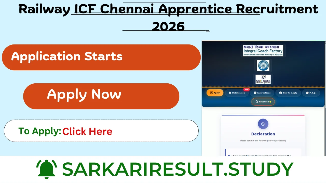 Railway ICF Chennai Apprentice Recruitment 2026