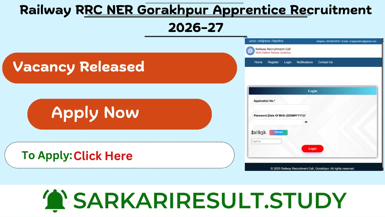 Railway RRC NER Gorakhpur Apprentice Recruitment 2026-27