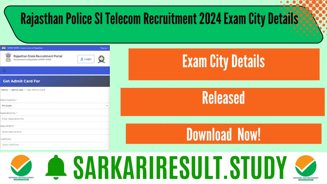 Rajasthan Police SI Telecom Recruitment 2024 Exam City Details 
