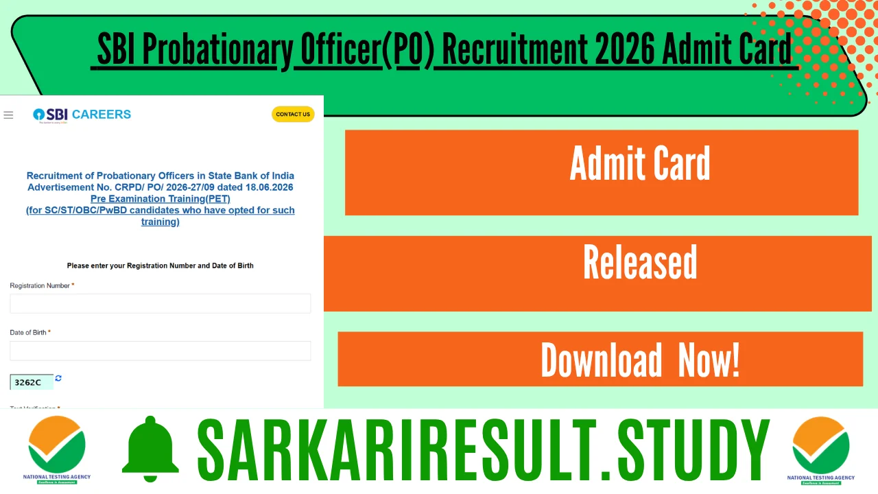  SBI Probationary Officer(PO) Recruitment 2026 Admit Card 