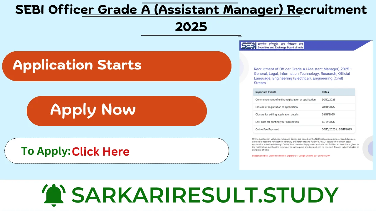 SEBI Officer Grade A (Assistant Manager) Recruitment 2025
