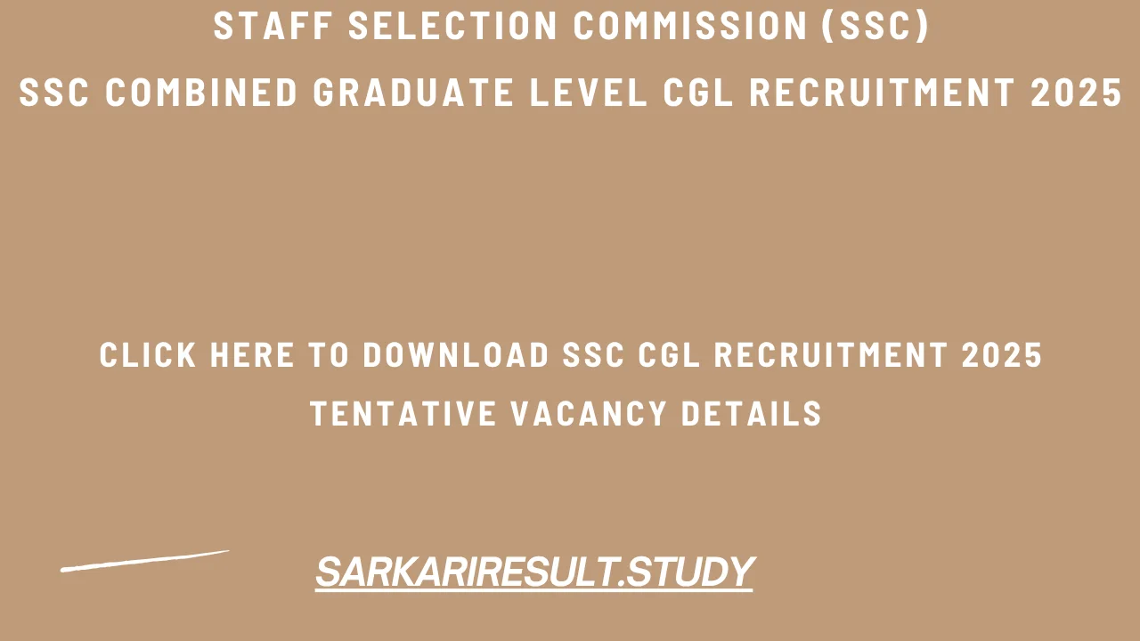 SSC CGL Recruitment 2025 Tentative Vacancy Details 