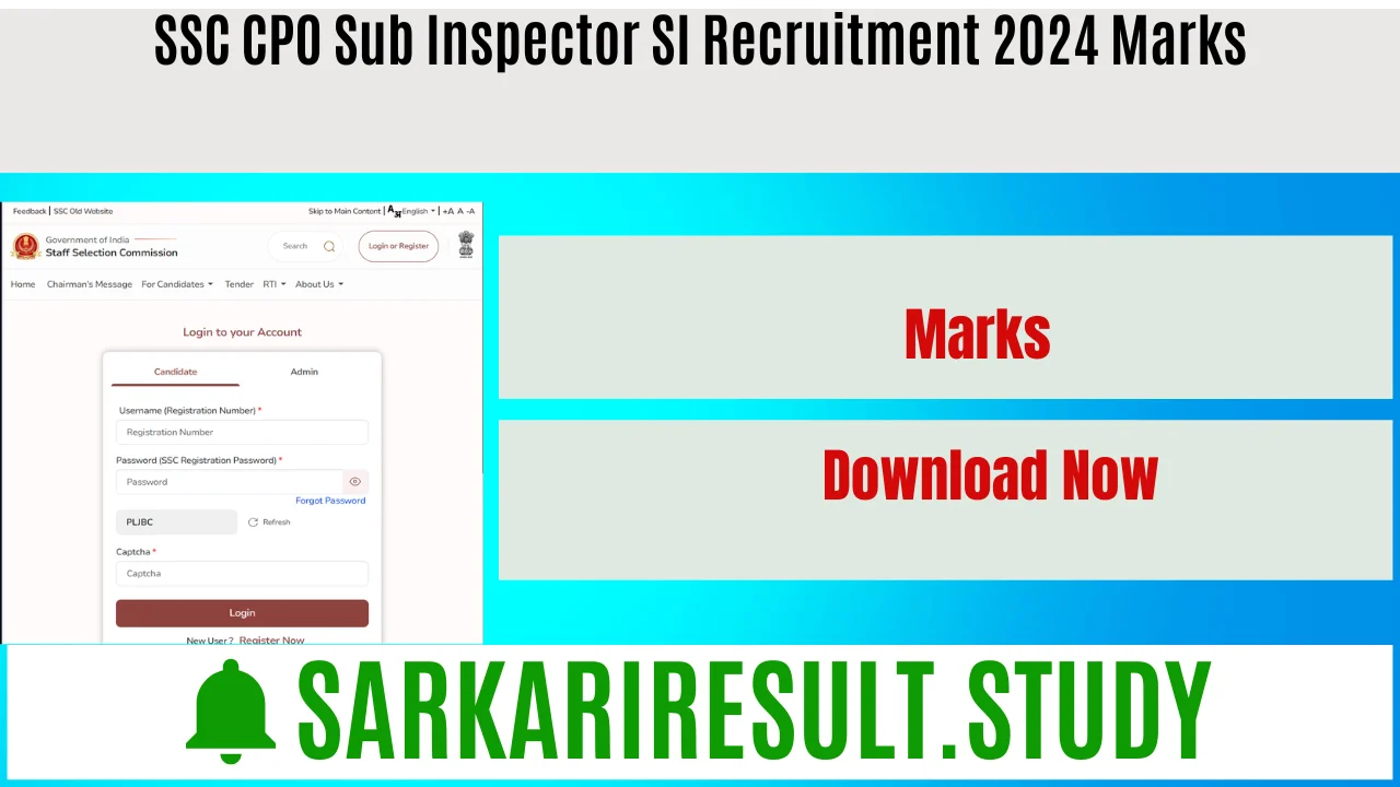 SSC CPO Sub Inspector SI Recruitment 2024 Marks