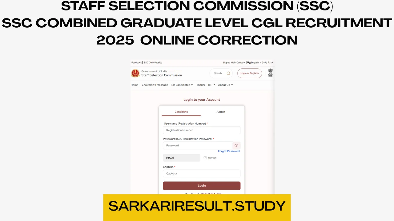 SSC Combined Graduate Level CGL Recruitment 2025 Online Correction