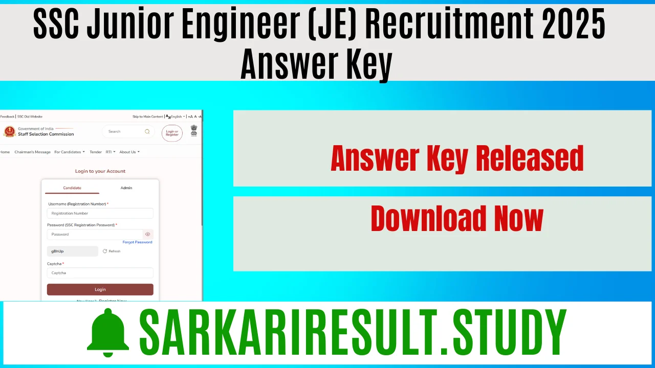 SSC Junior Engineer (JE) Recruitment 2025 Answer Key 