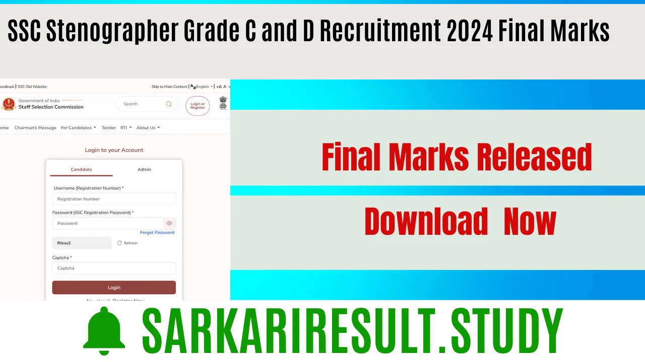SSC Stenographer Grade C and D Recruitment 2024 Final Marks