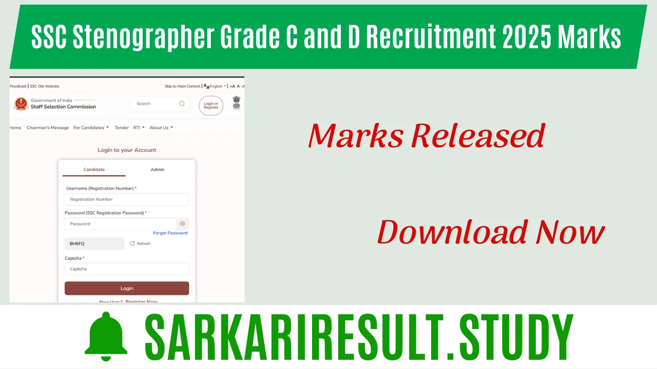 SSC Stenographer Grade C and D Recruitment 2025 Marks